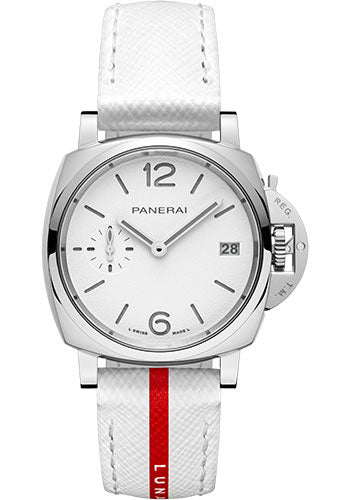 Panerai Luminor Due Luna Rossa - 38mm Polished Steel Case - White Dial - PAM01306